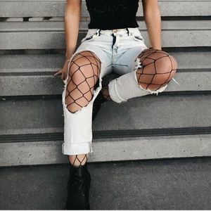 Wolford Kaylee Fishnet Tights Size L